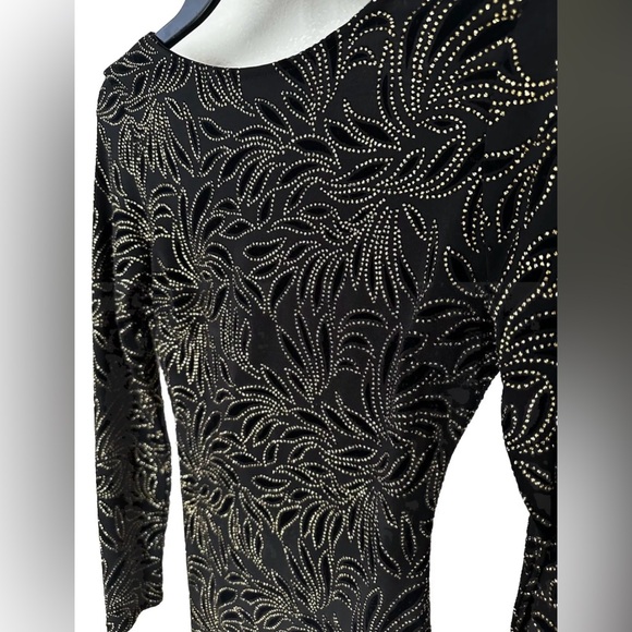 Windsor Dress Black Gold Sequins Mini Flashy Long Sleeve Body Con Dress NEW - Picture 2 of 6